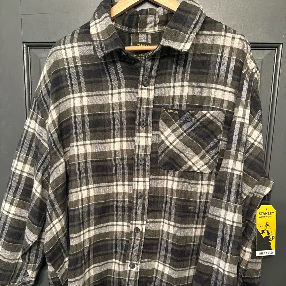 Stanley Soft Comfort Flannel Black WHITE GRAY Shirt Size 2XL